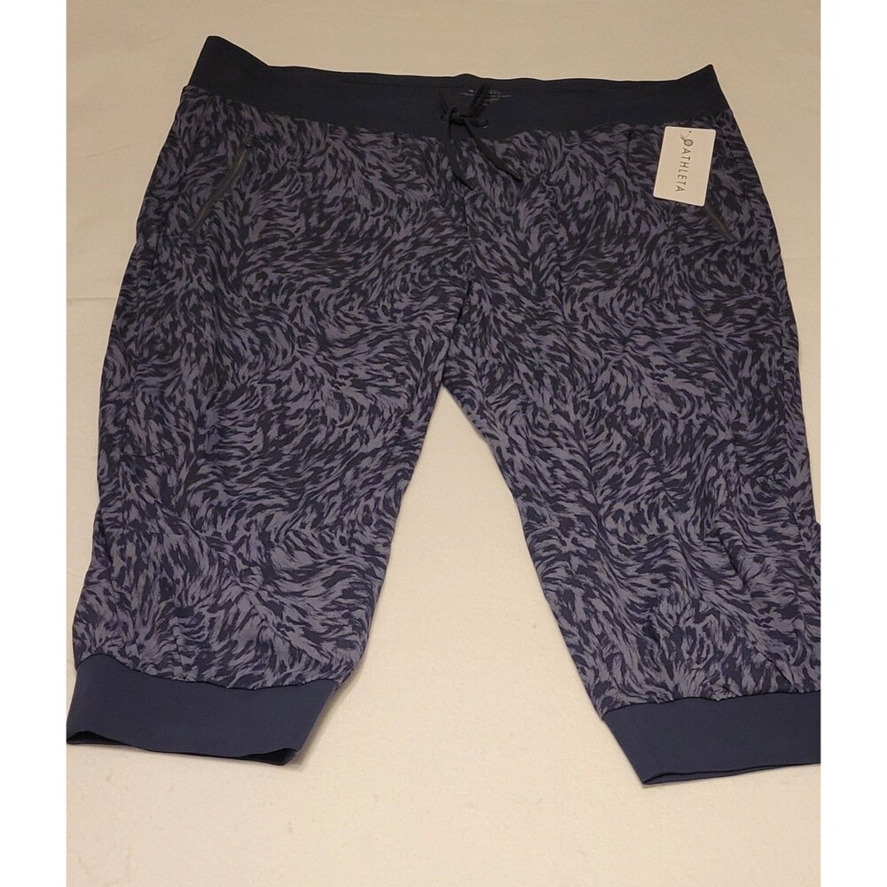 Athleta Trekkie North Printed Crop 23" Jogger Purple Drawstring Waist Sz 26 Plus